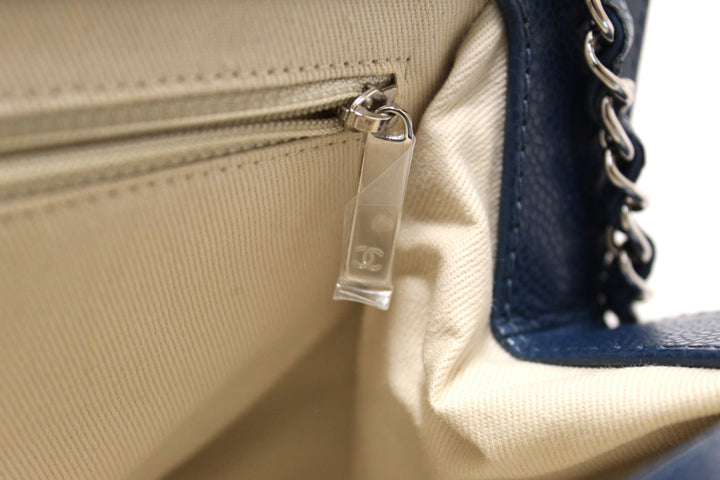 Top Quality Chanel Quilted Blue Caviar Leather Shopper Shoulder Tote Bag