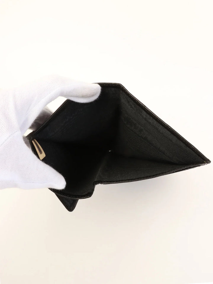 Chanel Around 1990 Made Bicolore Stitch Long Wallet Black