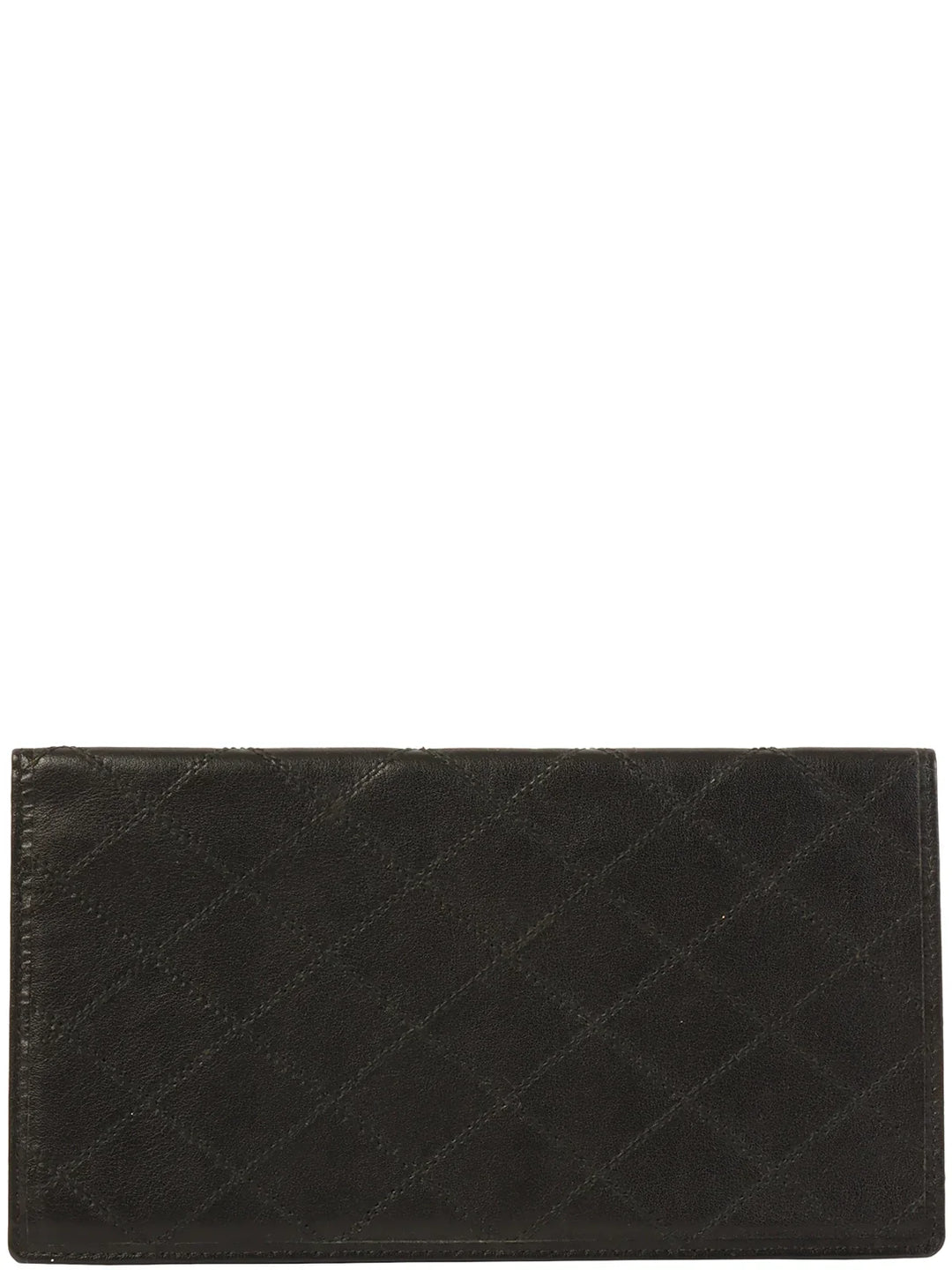 Chanel Around 1990 Made Bicolore Stitch Long Wallet Black