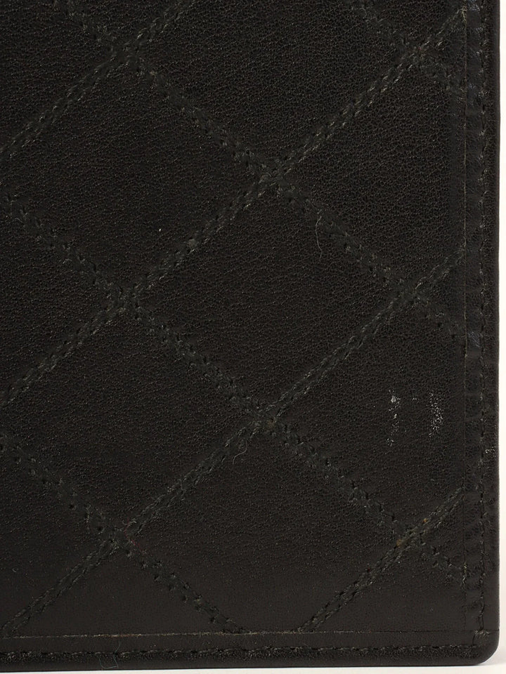 Chanel Around 1990 Made Bicolore Stitch Long Wallet Black
