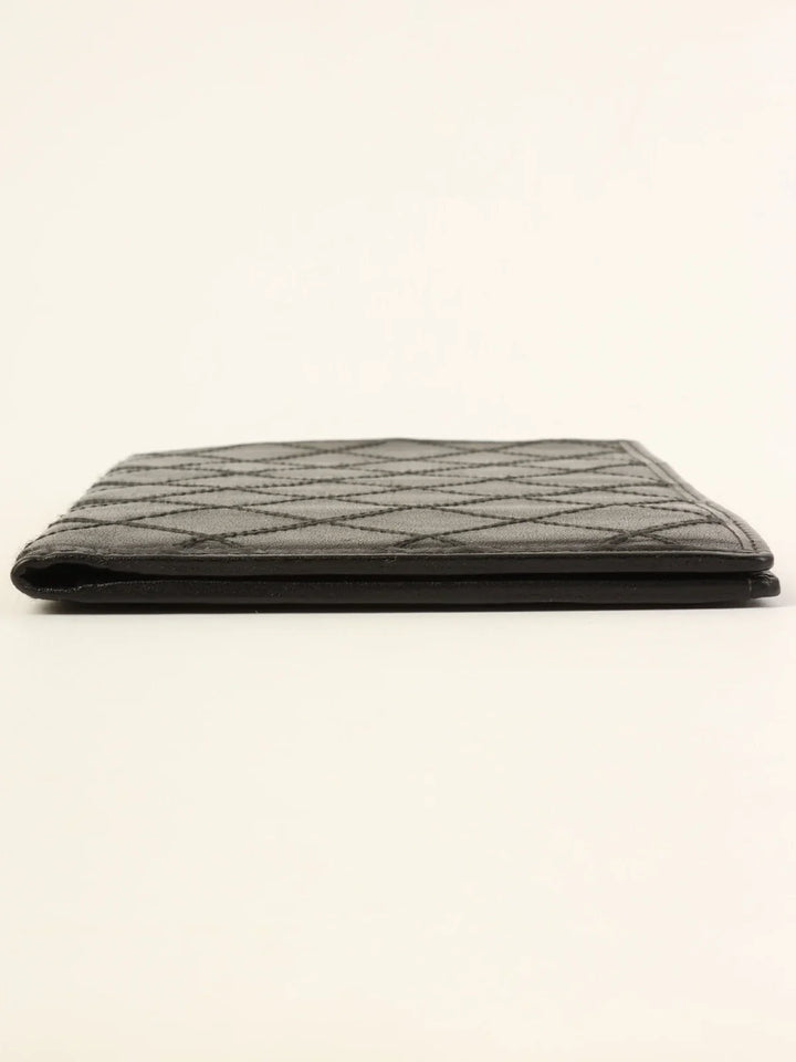 Chanel Around 1990 Made Bicolore Stitch Long Wallet Black