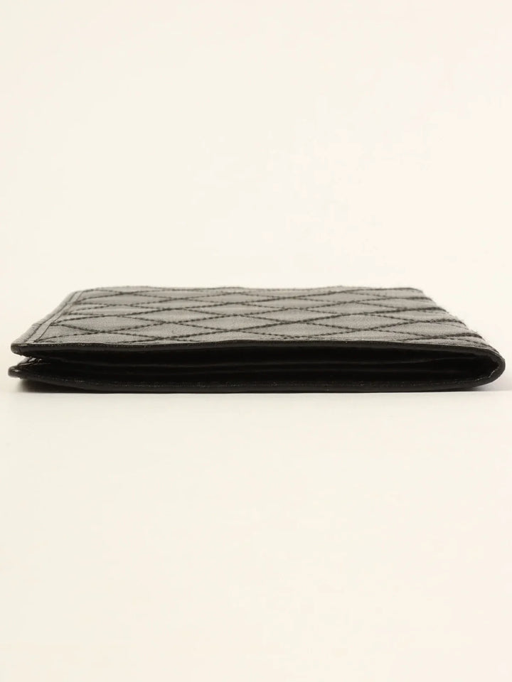 Chanel Around 1990 Made Bicolore Stitch Long Wallet Black
