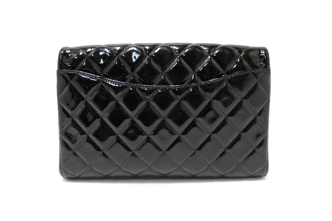 Top Quality Chanel Classic Quilted Black Patent Leather Flap Shoulder Clutch Bag