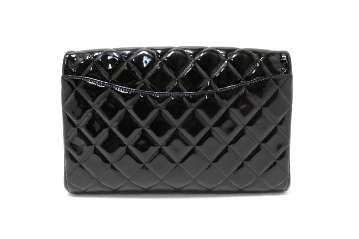 Top Quality Chanel Classic Quilted Black Patent Leather Flap Shoulder Clutch Bag