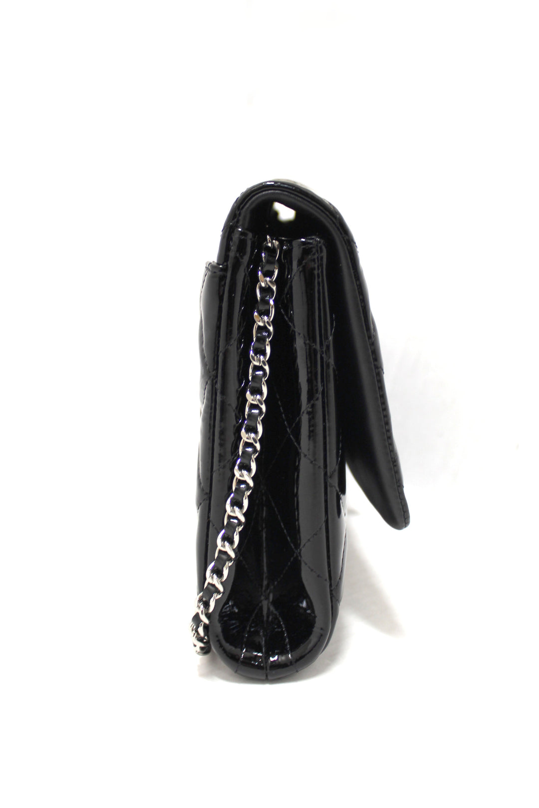 Top Quality Chanel Classic Quilted Black Patent Leather Flap Shoulder Clutch Bag