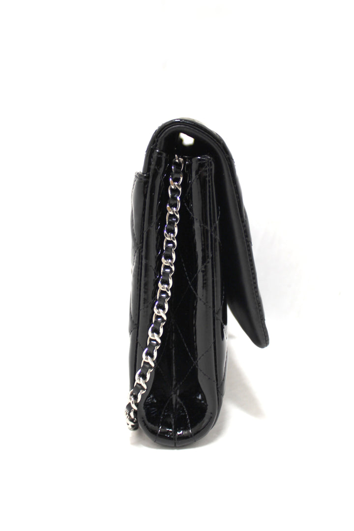Top Quality Chanel Classic Quilted Black Patent Leather Flap Shoulder Clutch Bag