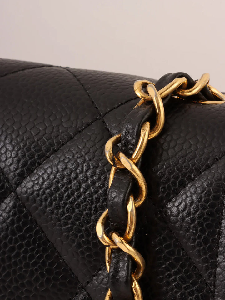 Chanel Around 1995 Made Caviar Skin Diana New Chain Bag 25Cm Black