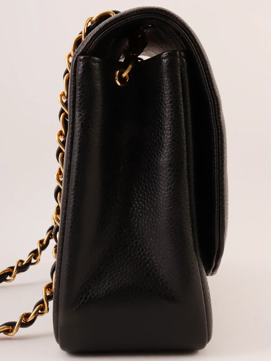 Chanel Around 1995 Made Caviar Skin Diana New Chain Bag 25Cm Black