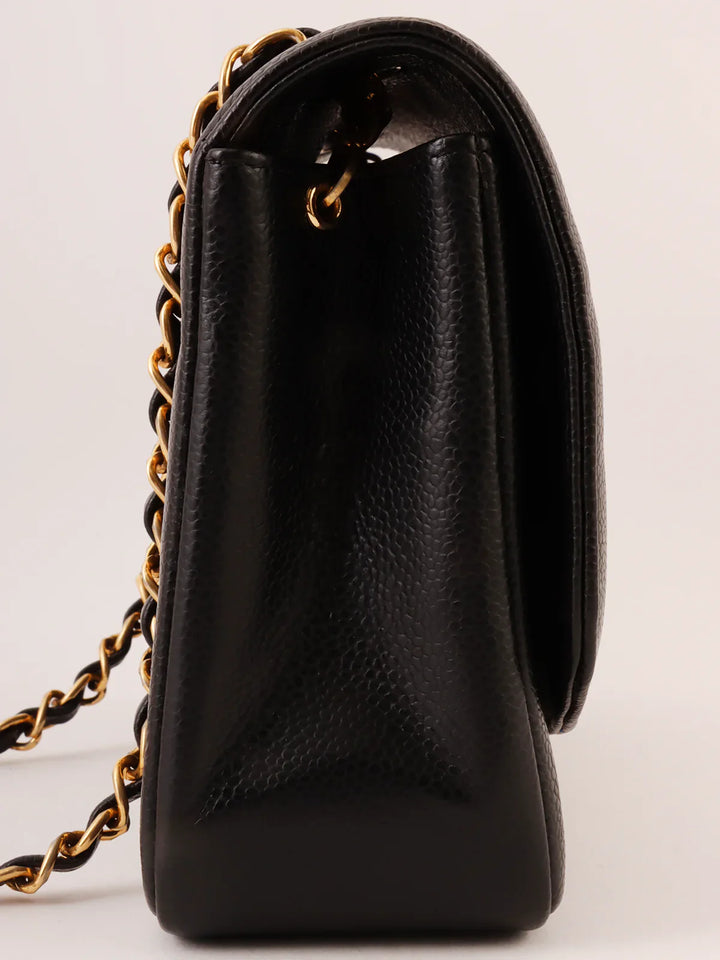 Chanel Around 1995 Made Caviar Skin Diana New Chain Bag 25Cm Black