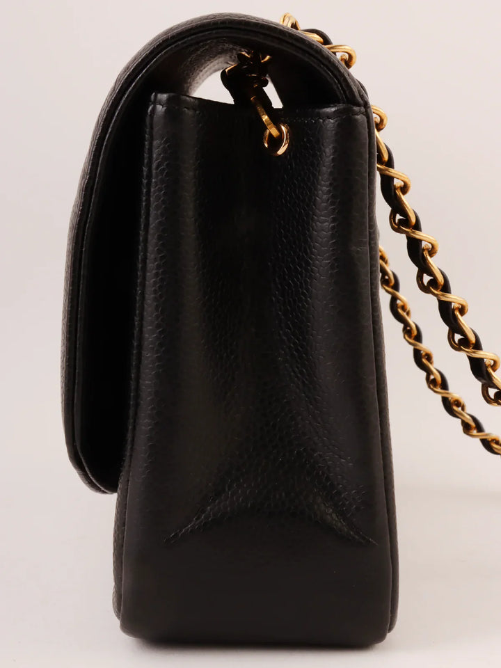 Chanel Around 1995 Made Caviar Skin Diana New Chain Bag 25Cm Black