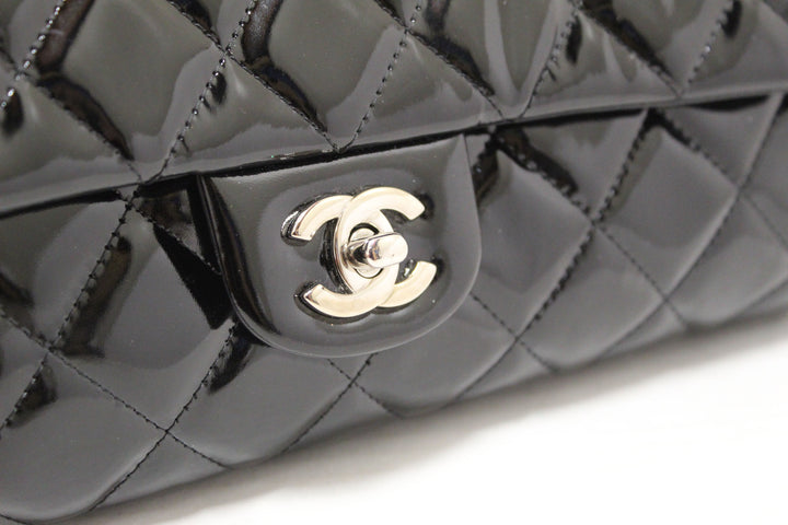 Top Quality Chanel Classic Quilted Black Patent Leather Flap Shoulder Clutch Bag