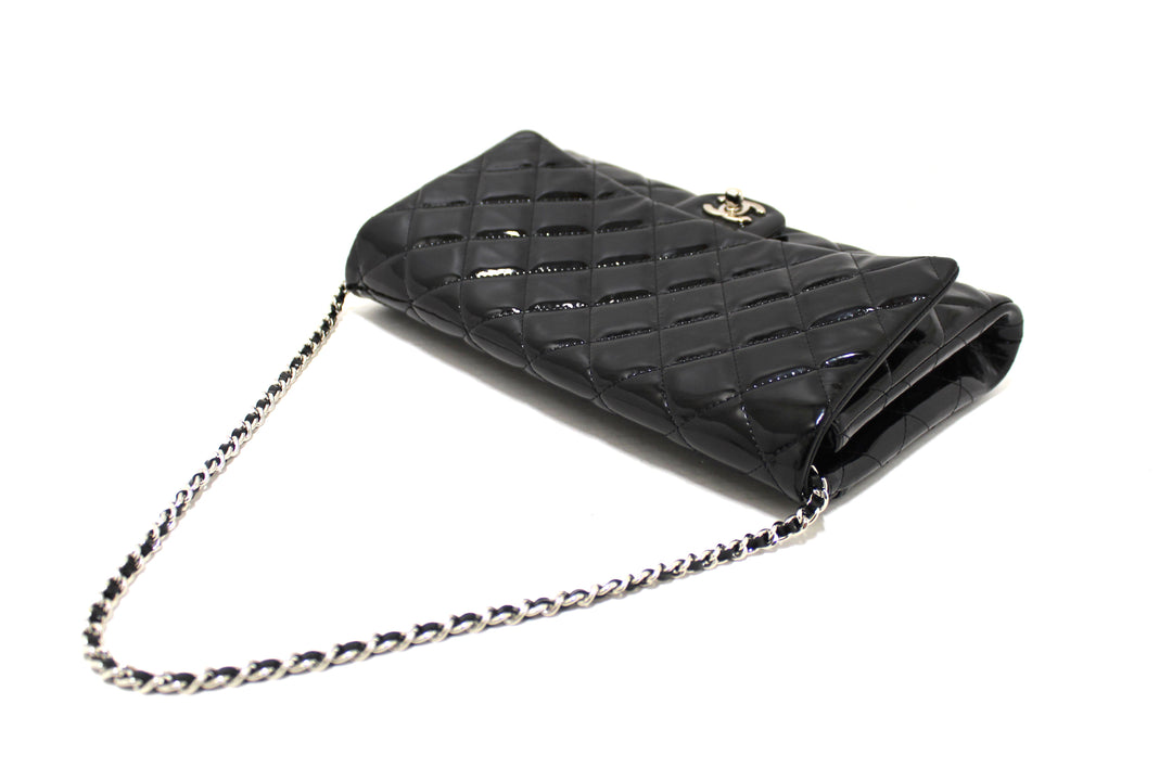 Top Quality Chanel Classic Quilted Black Patent Leather Flap Shoulder Clutch Bag