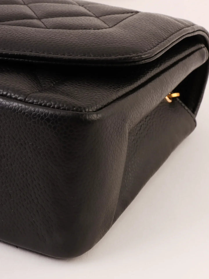 Chanel Around 1995 Made Caviar Skin Diana New Chain Bag 25Cm Black
