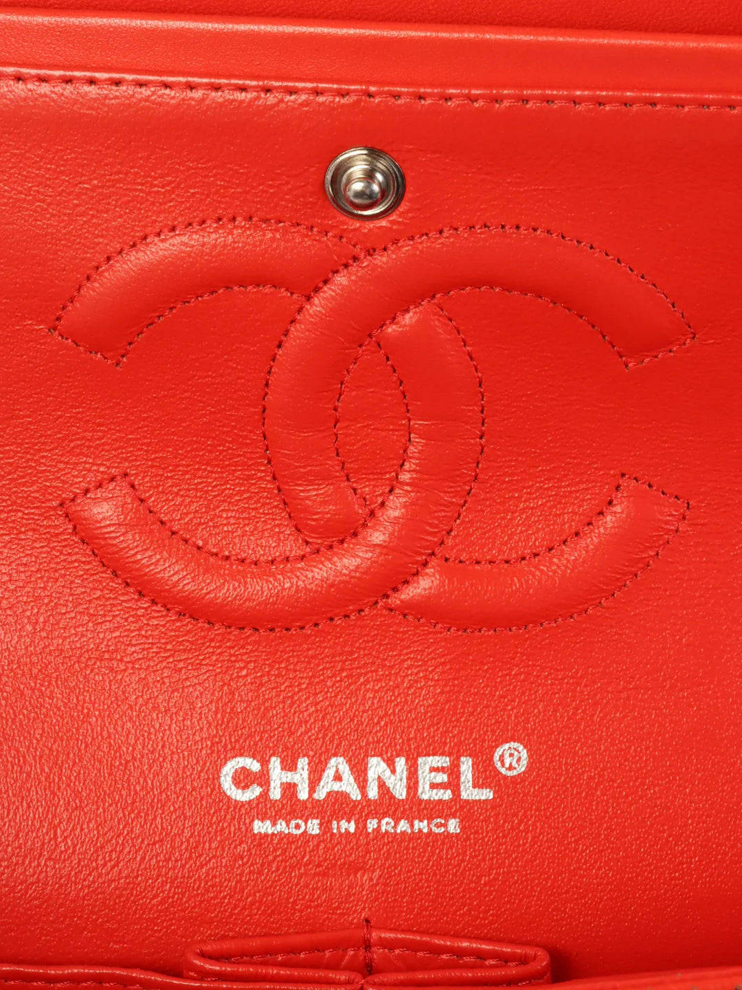 Chanel Around 2007 Made Punching Leather Turn-Lock Chain Shoulder Bag Red