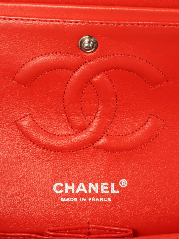Chanel Around 2007 Made Punching Leather Turn-Lock Chain Shoulder Bag Red