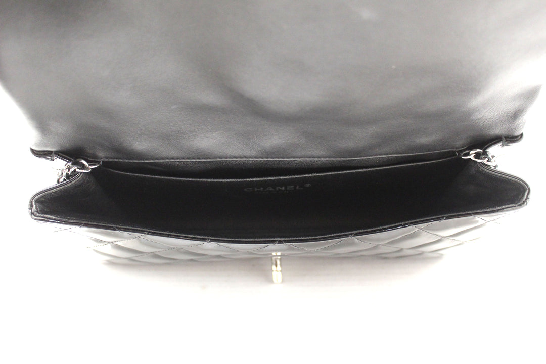 Top Quality Chanel Classic Quilted Black Patent Leather Flap Shoulder Clutch Bag