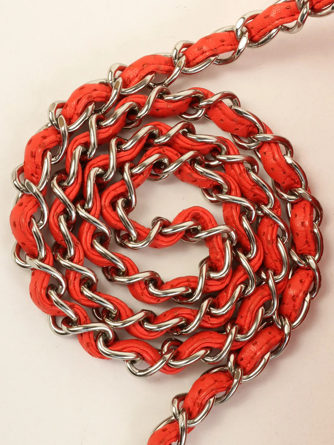 Chanel Around 2007 Made Punching Leather Turn-Lock Chain Shoulder Bag Red