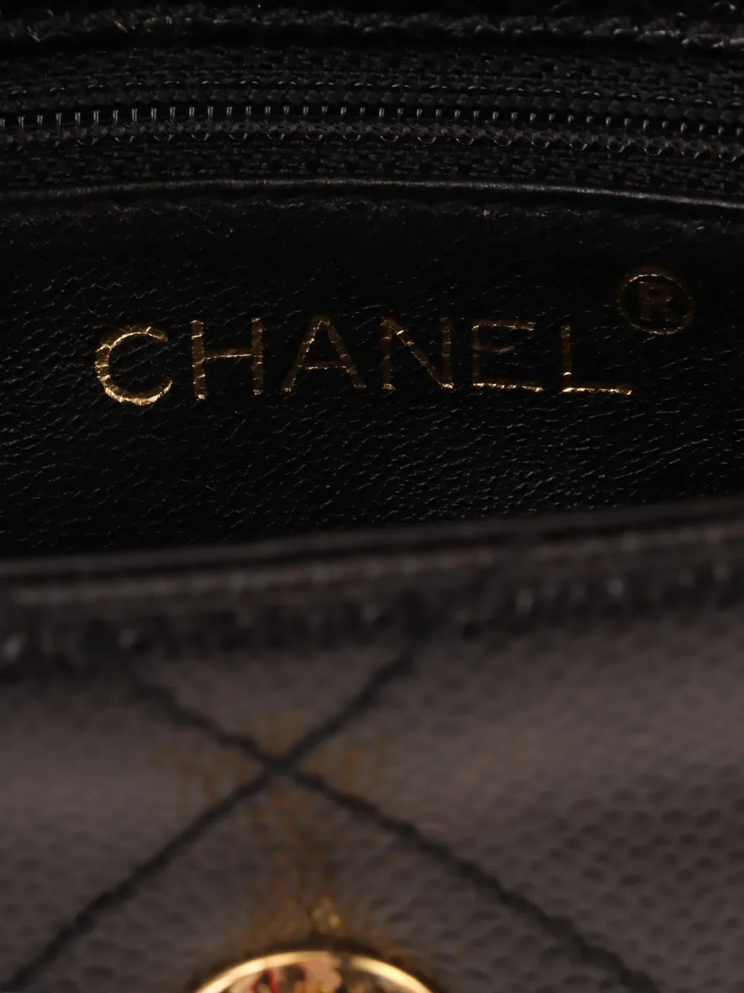 Chanel Around 2000 Made Caviar Skin Design New Turn-Lock Mini Chain Top Handle Bag Black