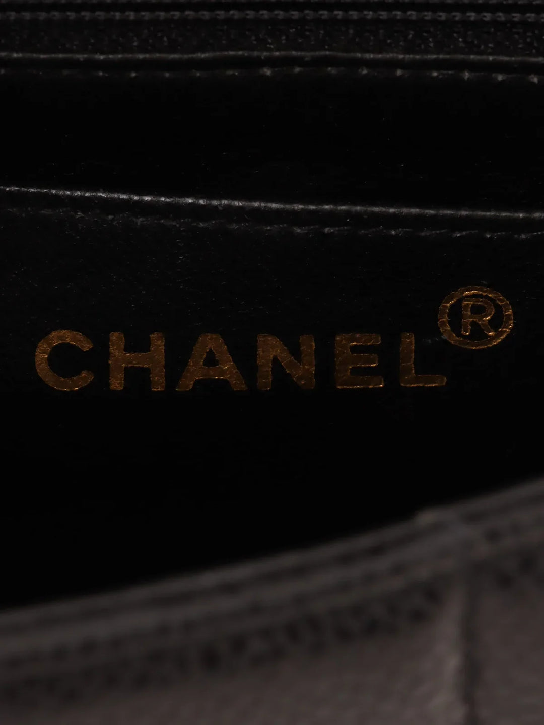 Chanel Around 1992 Made Caviar Skin Mademoiselle Stitch Turn-Lock Chain Bag Mini Black