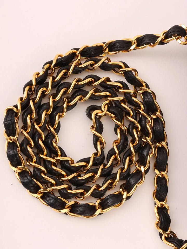 Chanel Around 1992 Made Caviar Skin Mademoiselle Stitch Turn-Lock Chain Bag Mini Black