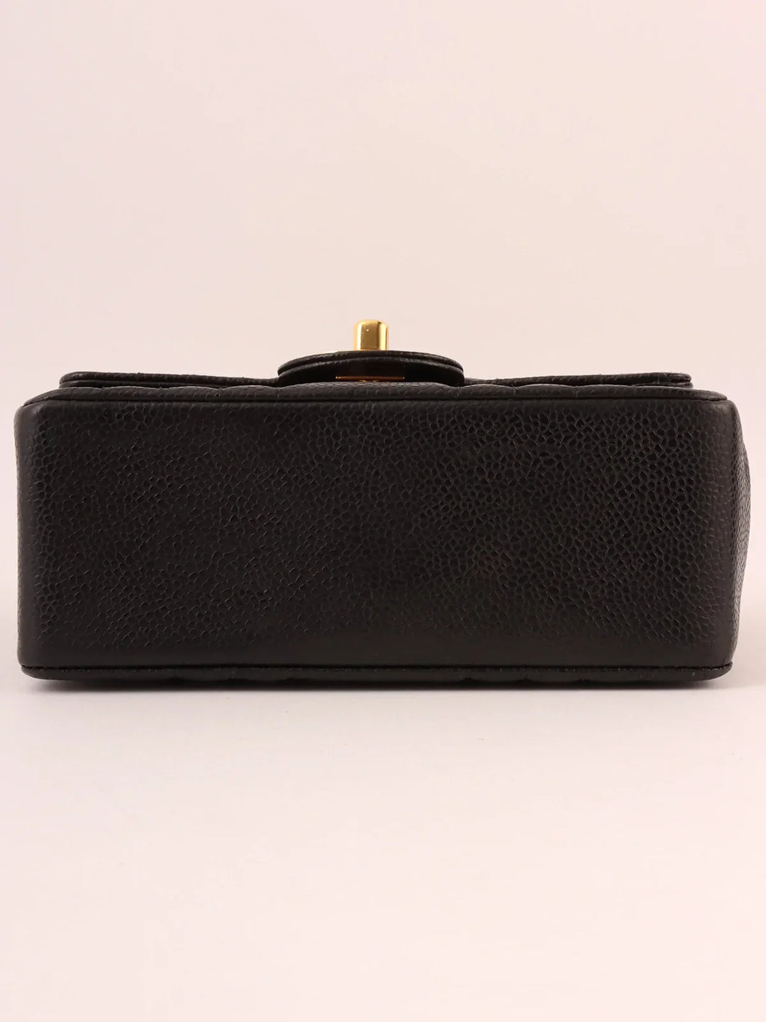 Chanel Around 1992 Made Caviar Skin Mademoiselle Stitch Turn-Lock Chain Bag Mini Black