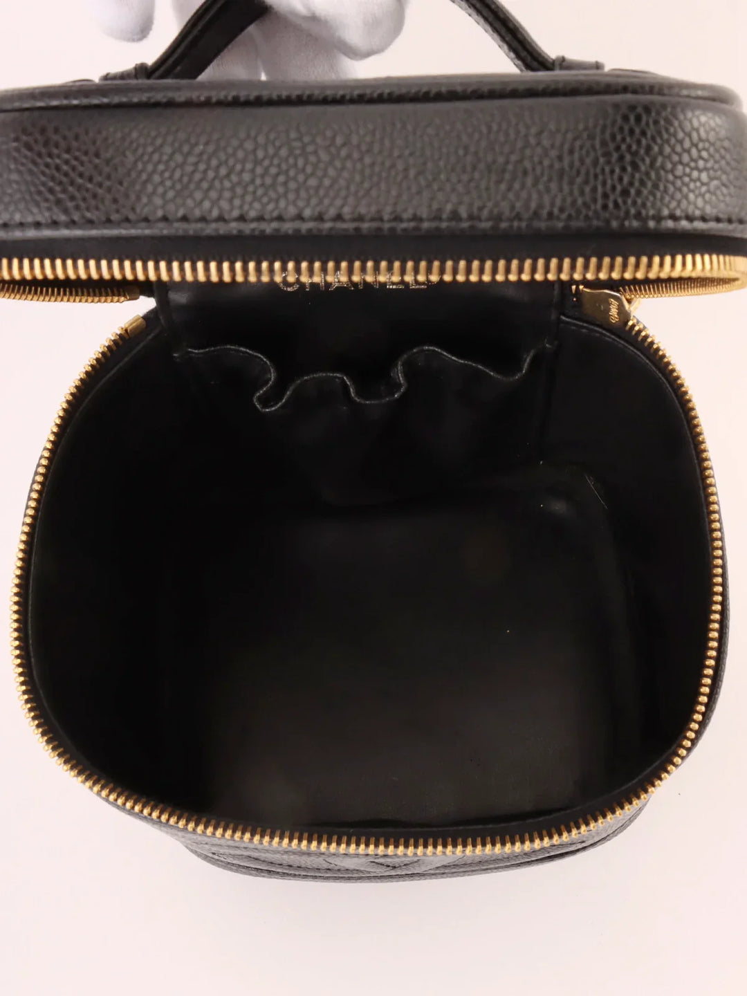 Chanel Around 2000 Made Caviar Skin Cc Mark Stitch Vanity Black