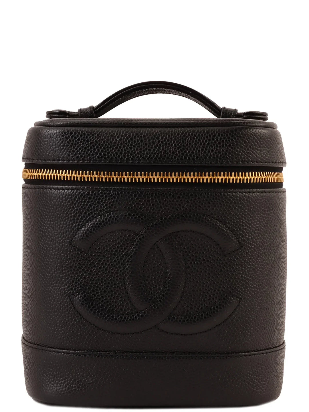 Chanel Around 2000 Made Caviar Skin Cc Mark Stitch Vanity Black