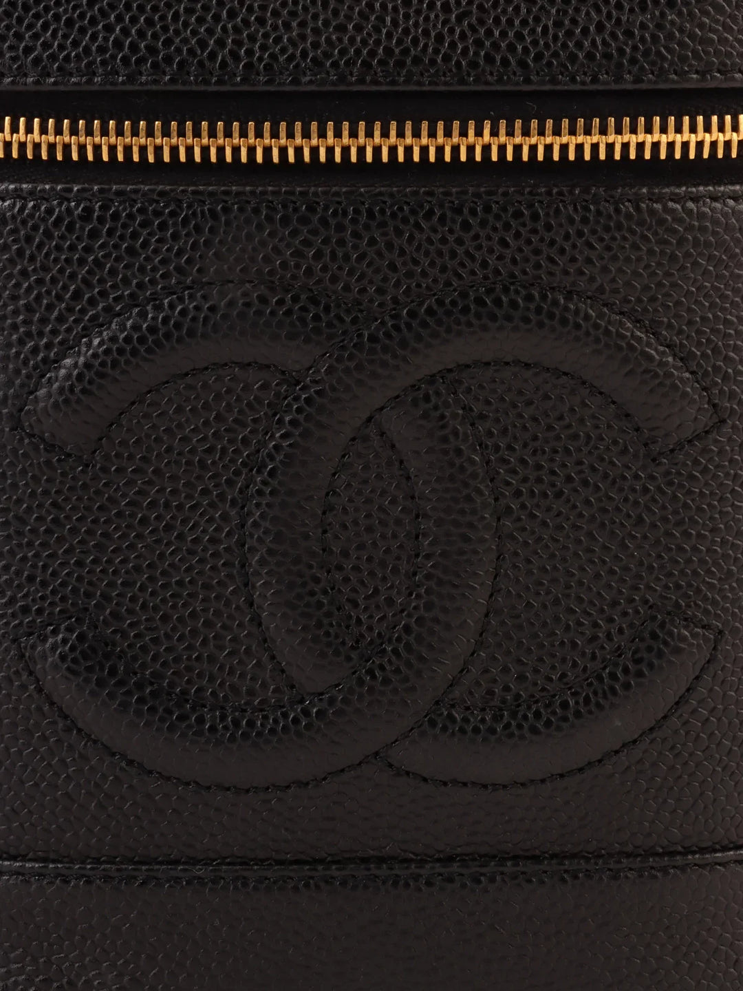Chanel Around 2000 Made Caviar Skin Cc Mark Stitch Vanity Black