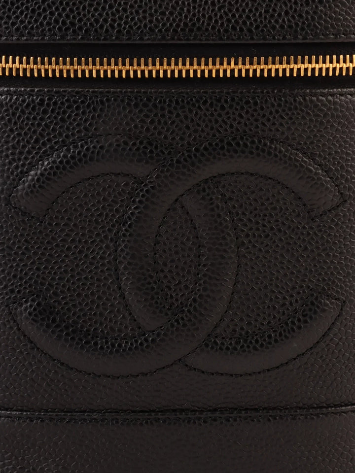 Chanel Around 2000 Made Caviar Skin Cc Mark Stitch Vanity Black