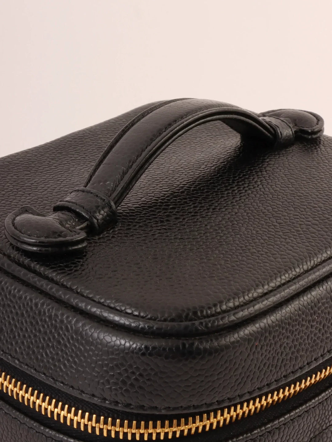 Chanel Around 2000 Made Caviar Skin Cc Mark Stitch Vanity Black