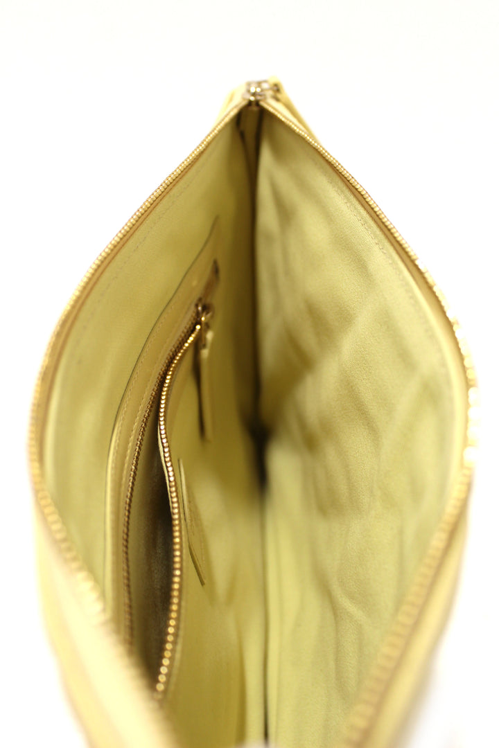 New Top Quality Chanel Yellow Caviar Leather Classic Zipped O Case Pouch Clutch Bag
