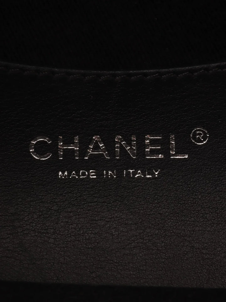 Chanel Around 2012 Made Denim Camellia Stitch Cc Mark Charm Chain Shoulder Bag Black