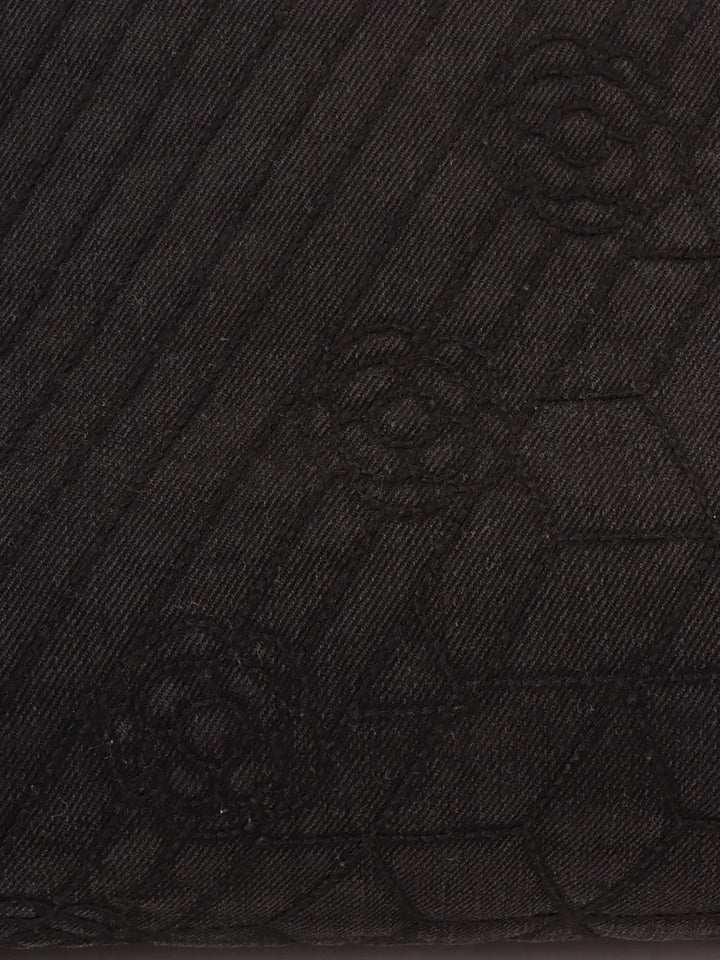 Chanel Around 2012 Made Denim Camellia Stitch Cc Mark Charm Chain Shoulder Bag Black