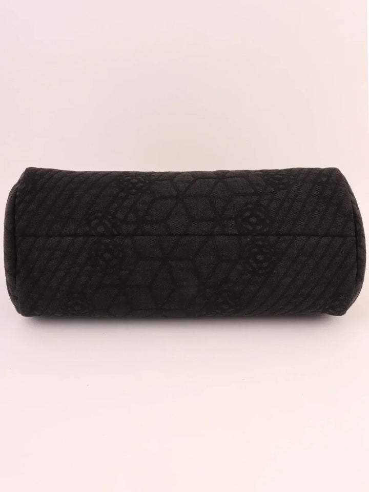 Chanel Around 2012 Made Denim Camellia Stitch Cc Mark Charm Chain Shoulder Bag Black