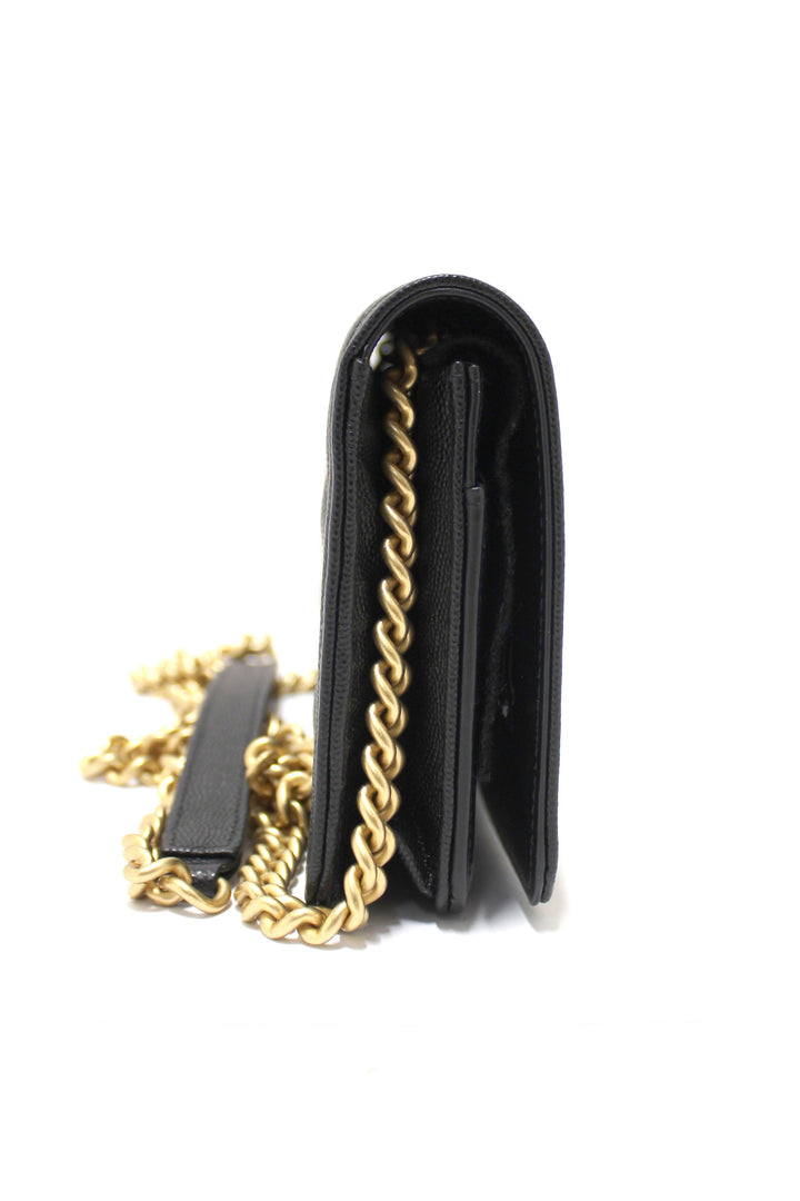 Top Quality Chanel Black Caviar Quilted Leather Boy Wallet On Chain WOC