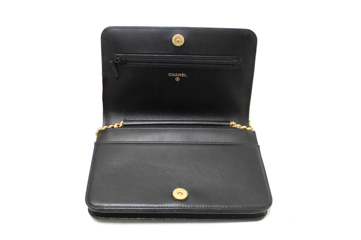 Top Quality Chanel Black Caviar Quilted Leather Boy Wallet On Chain WOC