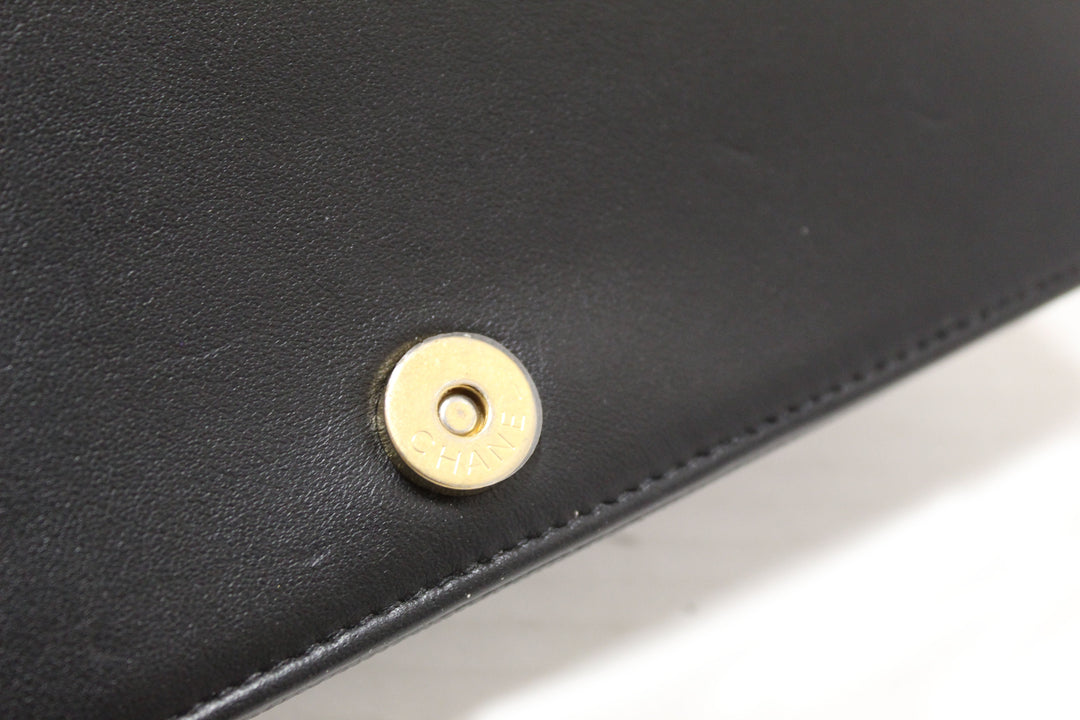 Top Quality Chanel Black Caviar Quilted Leather Boy Wallet On Chain WOC