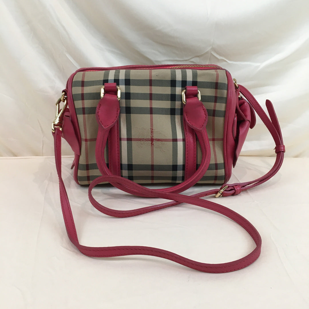 Burberry Pink Check 2ways Boston Bag Sku# 70073