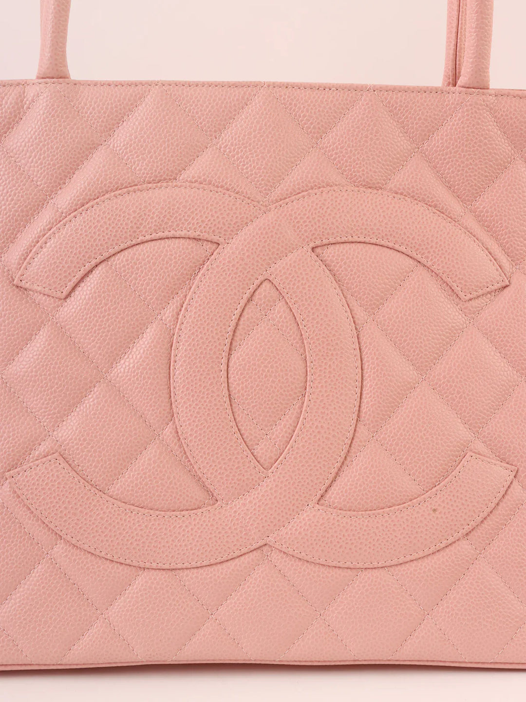 Chanel Around 2003 Made Caviar Skin Cc Mark Stitch Revival Tote Bag Pink