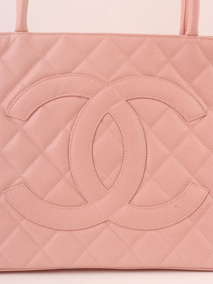 Chanel Around 2003 Made Caviar Skin Cc Mark Stitch Revival Tote Bag Pink