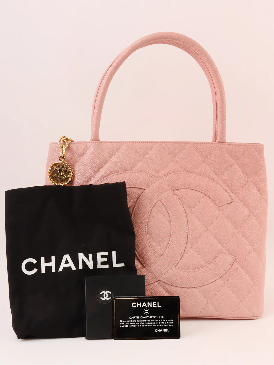 Chanel Around 2003 Made Caviar Skin Cc Mark Stitch Revival Tote Bag Pink