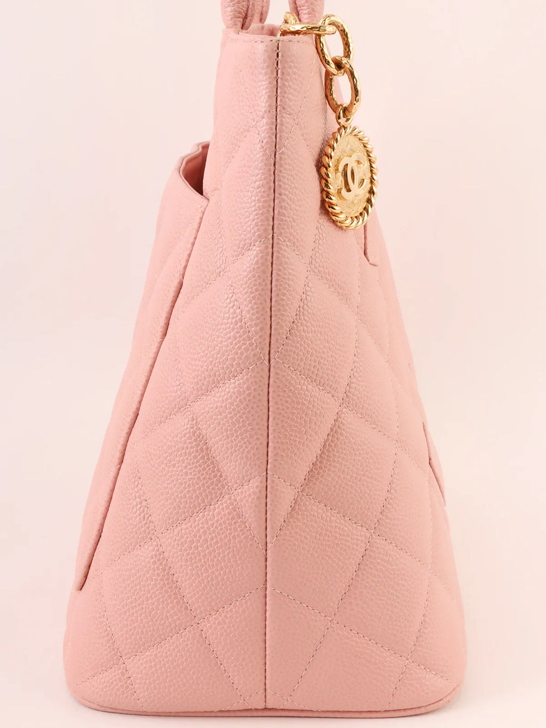 Chanel Around 2003 Made Caviar Skin Cc Mark Stitch Revival Tote Bag Pink
