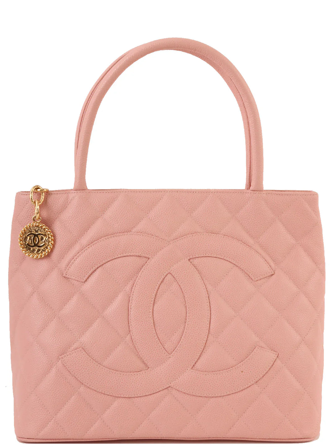 Chanel Around 2003 Made Caviar Skin Cc Mark Stitch Revival Tote Bag Pink