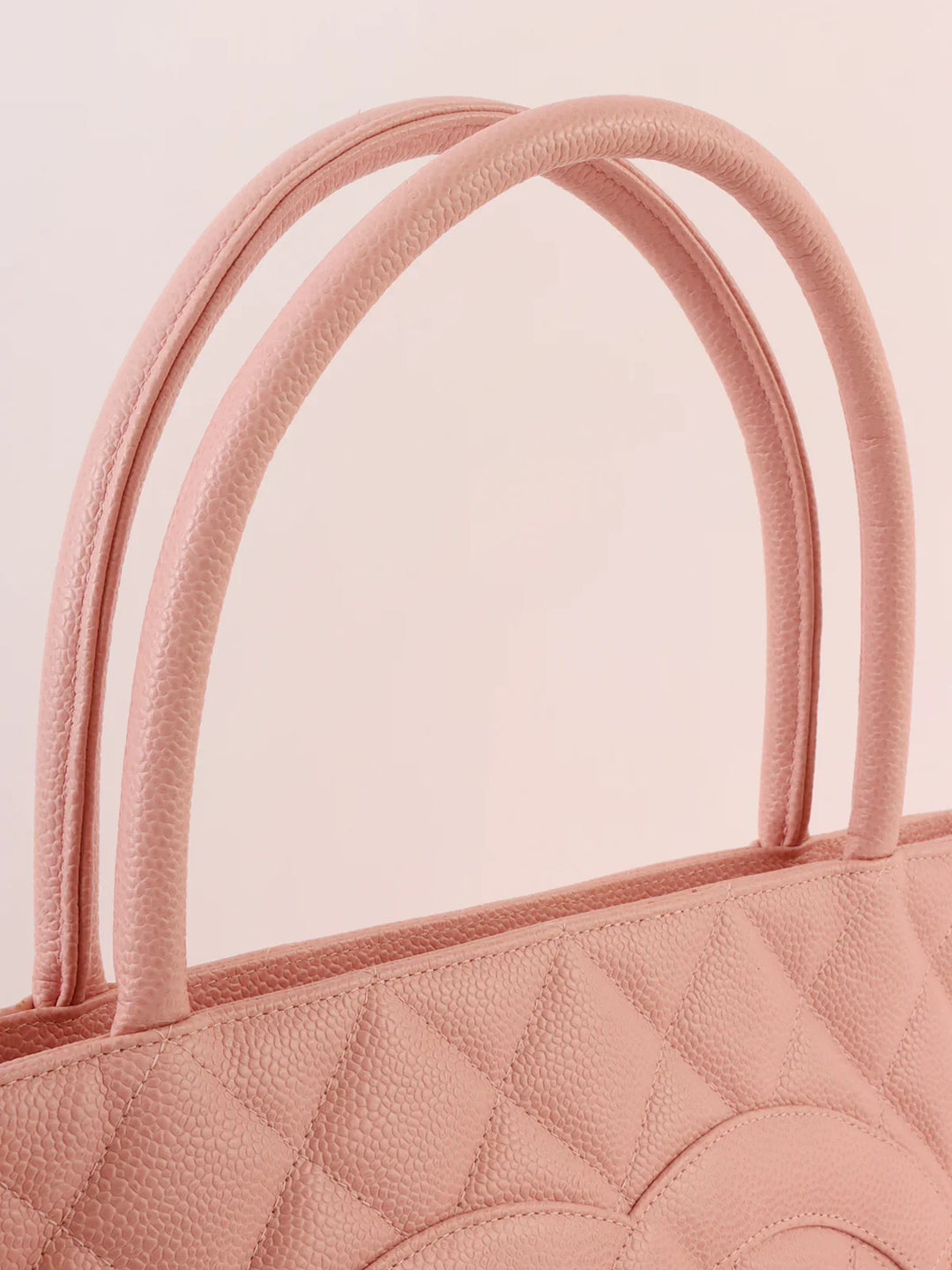 Chanel Around 2003 Made Caviar Skin Cc Mark Stitch Revival Tote Bag Pink