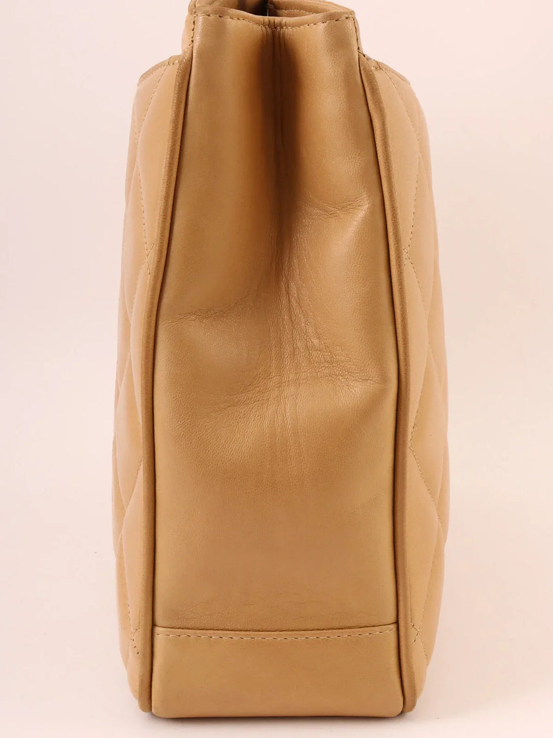 Chanel Around 1995 Made Turn-Lock Tote Bag Beige