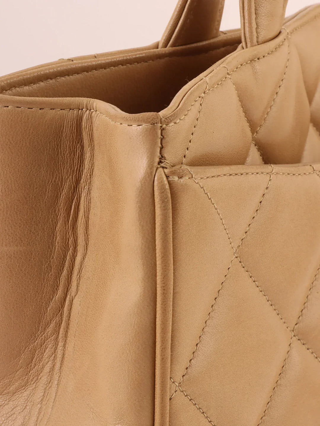 Chanel Around 1995 Made Turn-Lock Tote Bag Beige