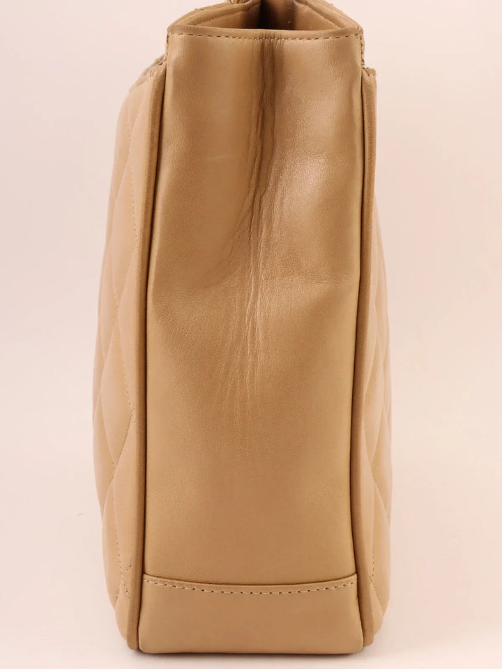 Chanel Around 1995 Made Turn-Lock Tote Bag Beige