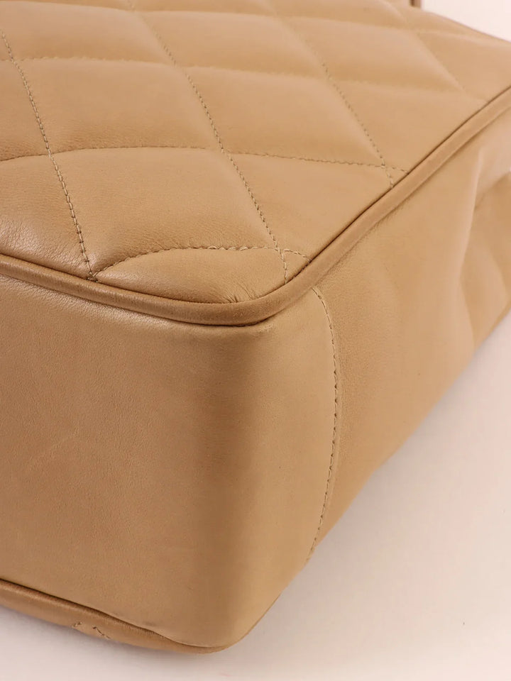 Chanel Around 1995 Made Turn-Lock Tote Bag Beige