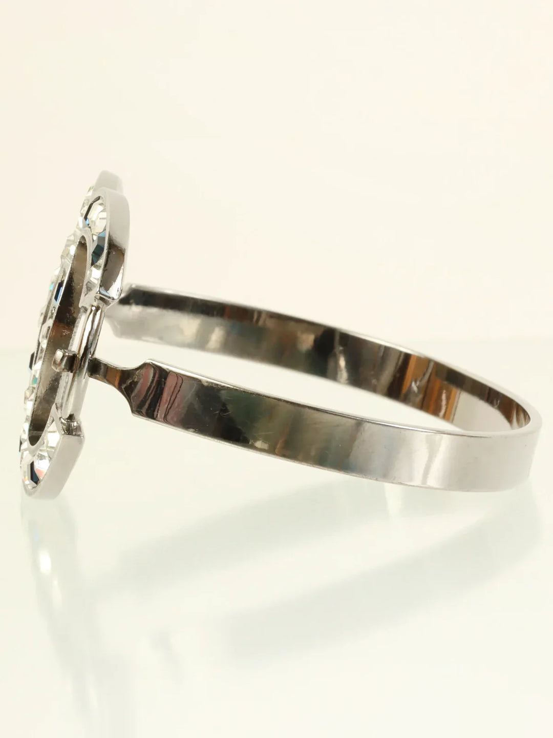 Chanel 2005 Made Rhinestone Cc Mark Bangle Black/Silver