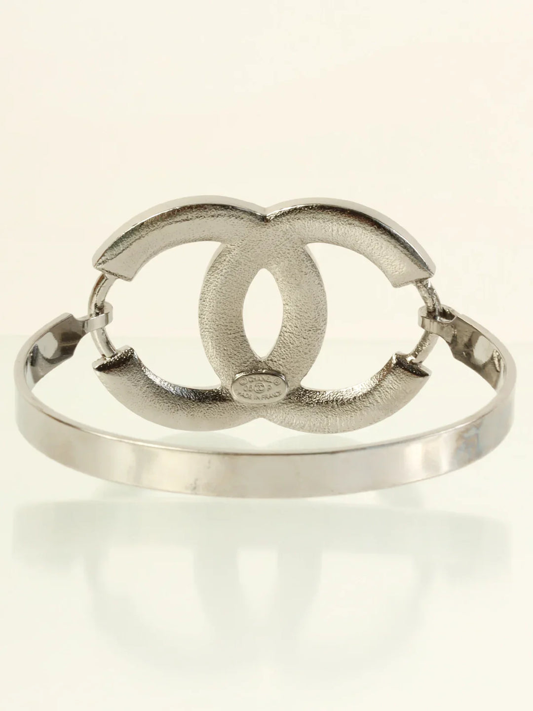 Chanel 2005 Made Rhinestone Cc Mark Bangle Black/Silver
